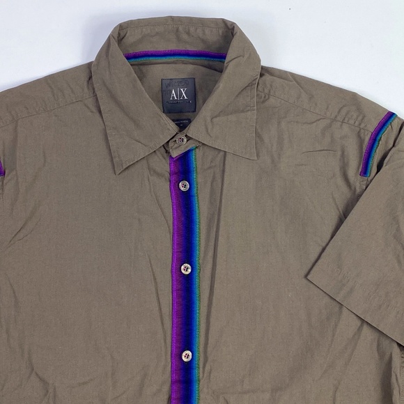 (sold)Armani Exchange A/X Short Sleeve Button Up Cotton Shirt Mens Size M - Picture 1 of 6